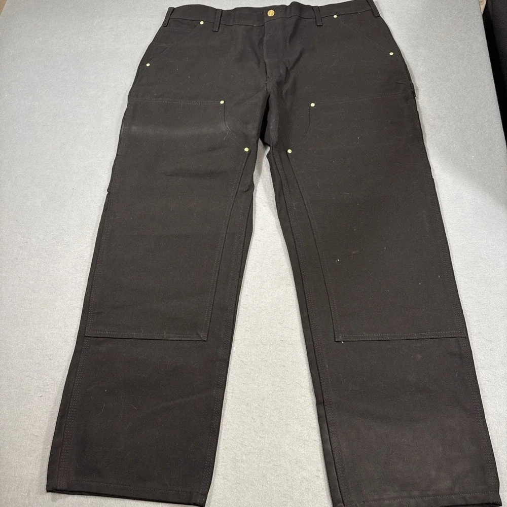 PANTS DOUBLE KNEE Carhartt B01 Mens 40x30 Black Loose Workwear Union MADE NWOT